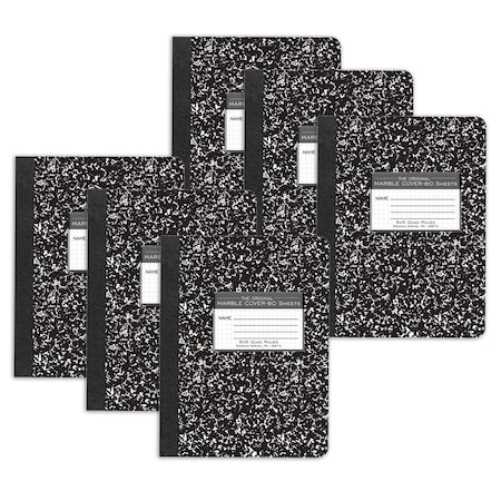 Roaring Spring Paper Products Composition Book, 5x5 Graph, 80 Sheets, 9.75in. x 7.5in., Black Marble, 6PK 77227
